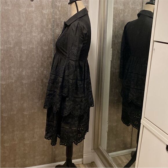 Adam Lippes tiered eyelet black dress, US2 - Picture 6 of 11